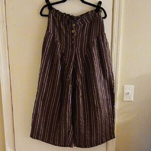 Free People Brown and Purple Striped Wide-Leg Pants